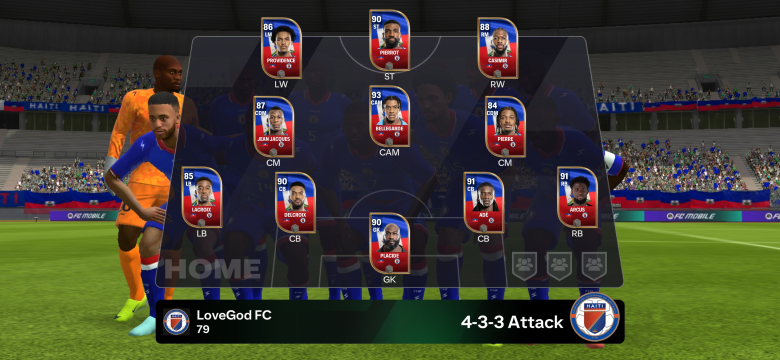 Capture d'écran des 11 joueurs haïtiens disponibles dans EA Sports FC.