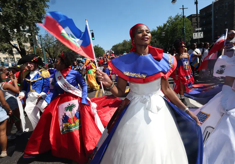 Attendees walking on Eastern Parkway during the West Indian Day Parade in Brooklyn, N.Y., Sept. 7, 2026. Photo by Bill Farrington for The Haitian Times.