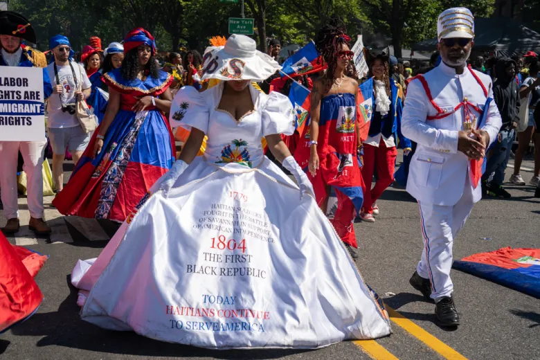 Attendees walk in the parade during the West Indian Day Parade in Brooklyn, N.Y., Sept. 7, 2026. Photo by Fredner Cayemitte for The Haitian Times.