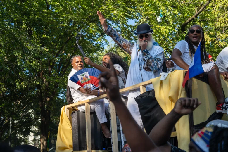 RAM band leader and musicians perform at the West Indian Day Parade in Brooklyn, N.Y., Sept. 7, 2026. Photo by Fredner Cayemitte for The Haitian Times.